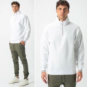 Zanerobe Track Quarter Zip Pullover Sweatshirt in White